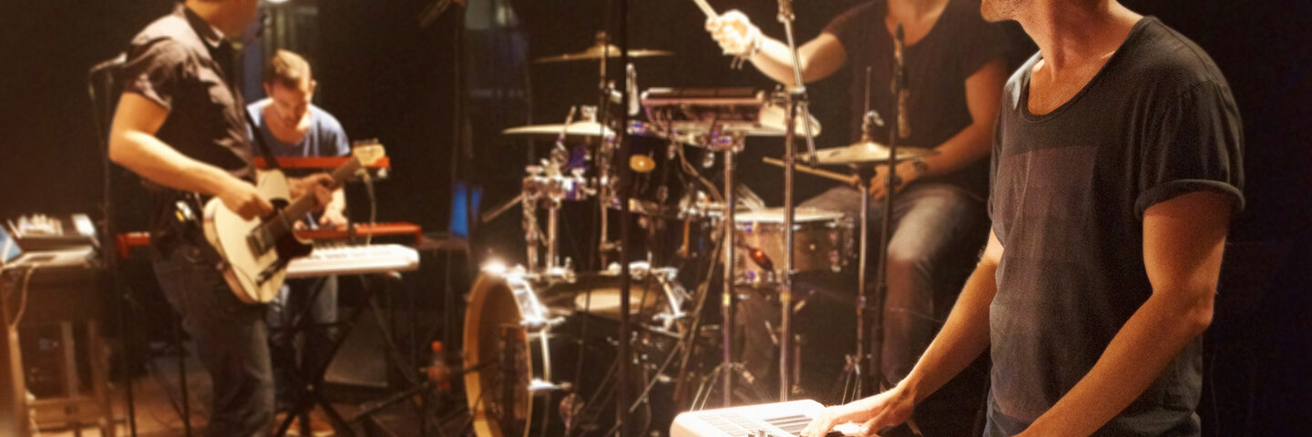 group of men playing in band