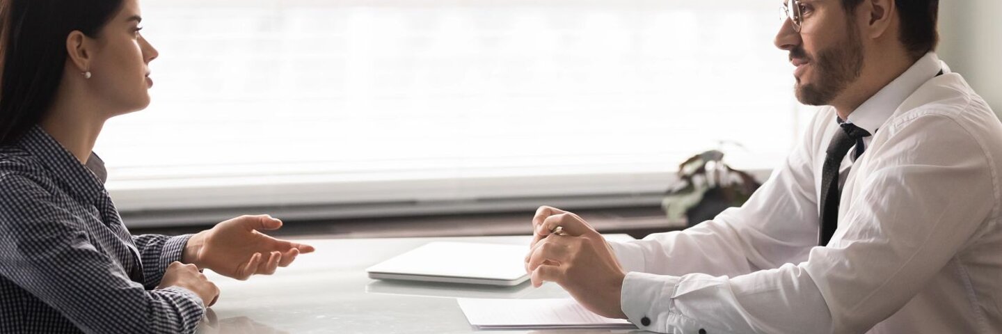 Applicant and HR manager during job interview