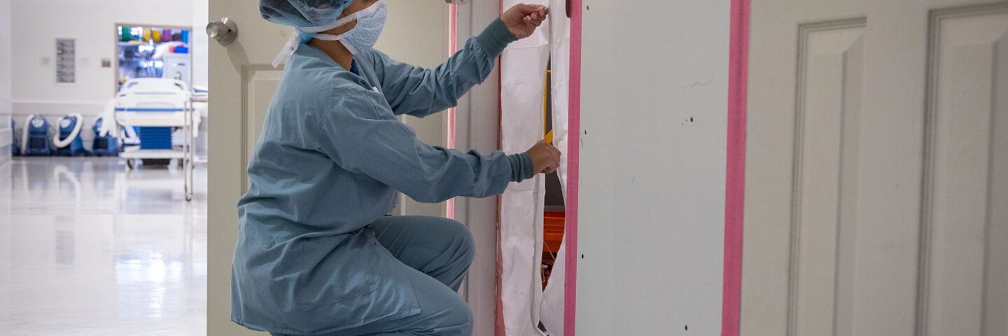 Nurse quarantining a room